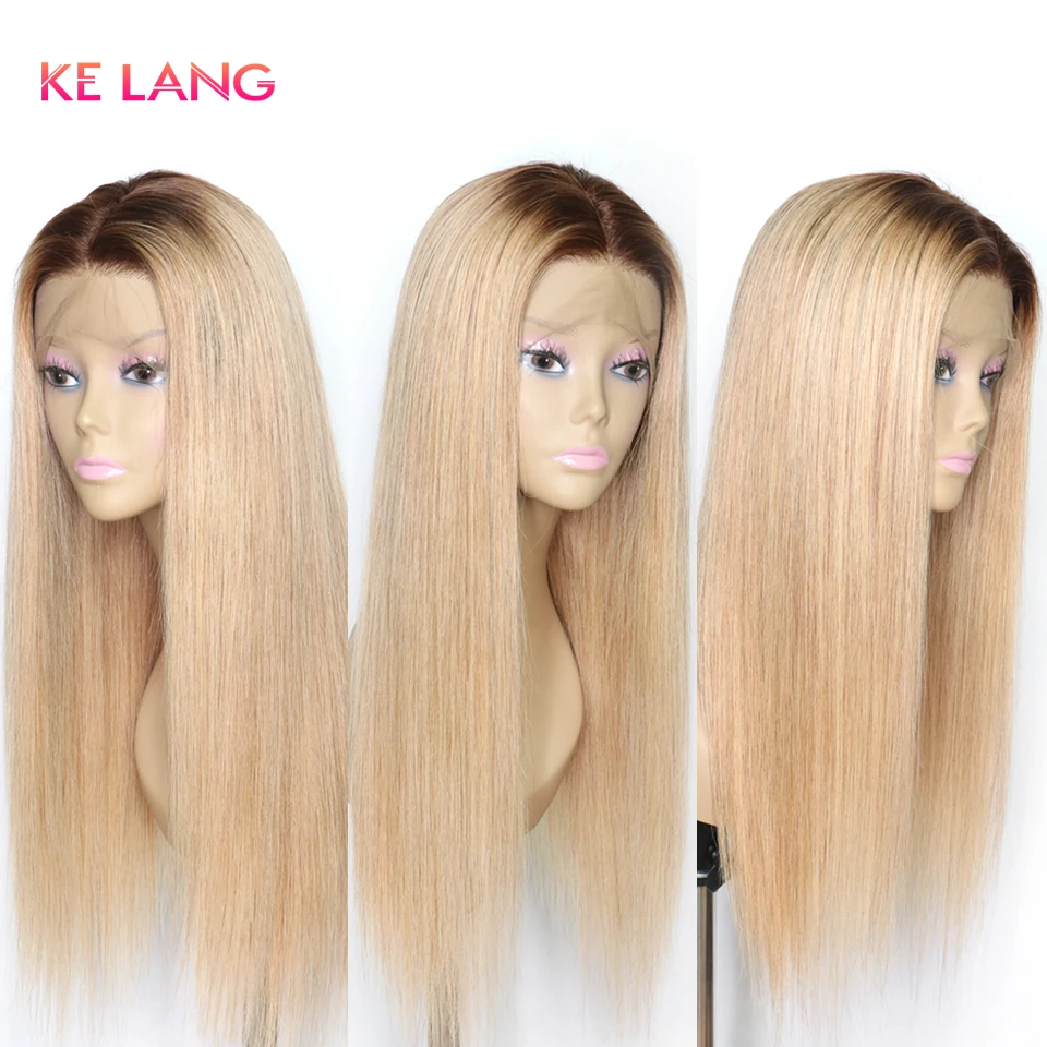 Т4/27 блонд Омбре цвет Remy бразильский прямой парик длинные предварительно