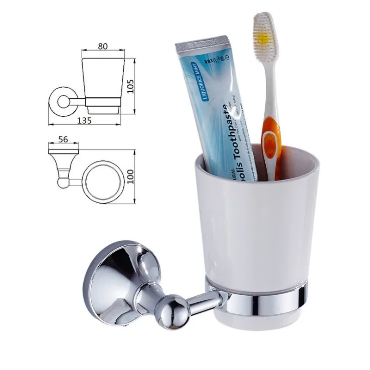 Латунный Серебряный держатель для зубной щетки|bathroom accessories|double cup holderbrass toothbrush holder