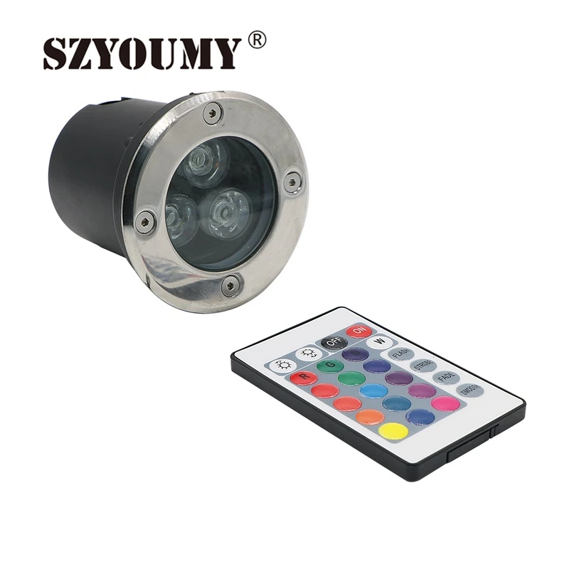 SZYOUMY LED 3 Вт RGB подземный свет может управляться 24 клавишами контроллера