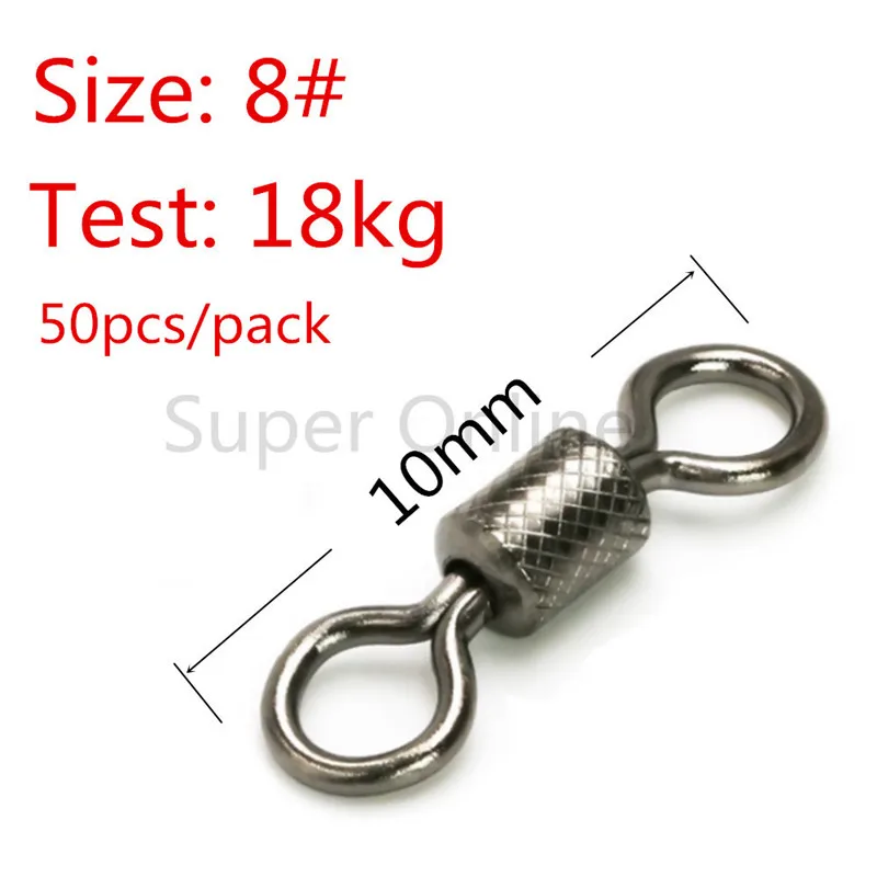 size 8 JOSHNESE Высокое качество 50 шт. 1#/3#/8# шарикоподшипник рыболовный поворотный с безопасными оснастками кольца Rolling поворотный Рыболовный оснастка разъем - Цвет: size 8