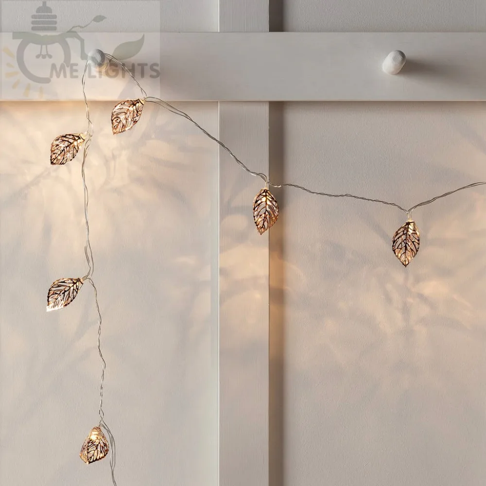 20 Metal Leaf Shape LED fairy String Festoon Lights Battery Operate for Christmas Festival Halloween Party Wedding Decoration | Лампы и