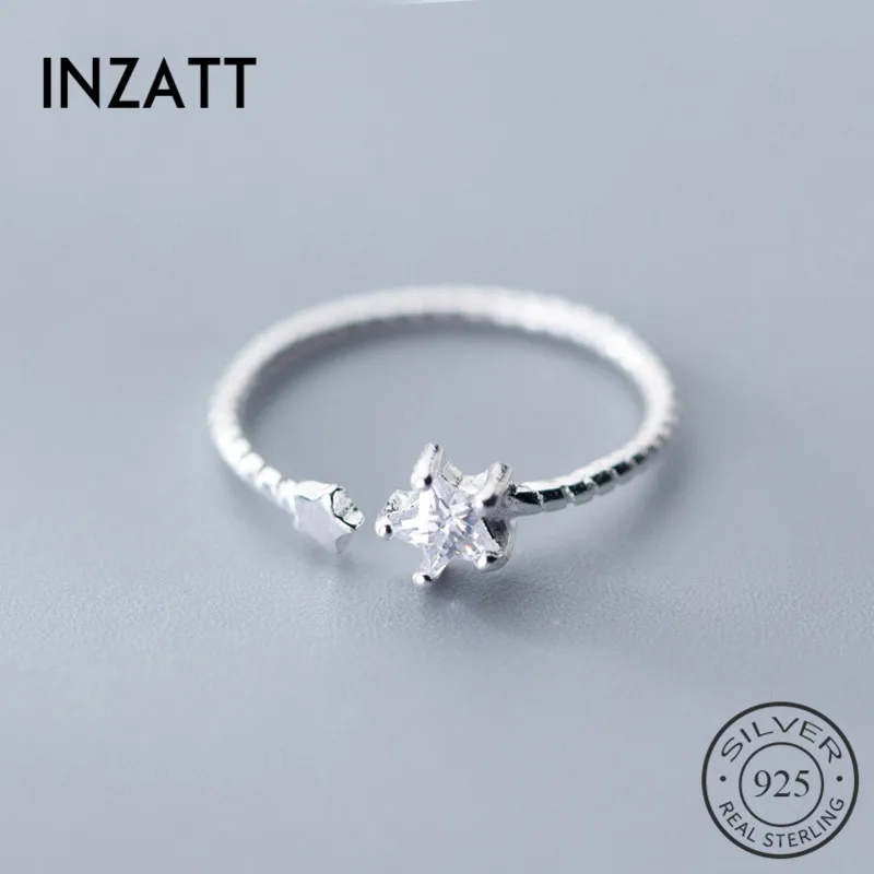 Женское кольцо со звездой INZATT Открытое из настоящего серебра 925% пробы с