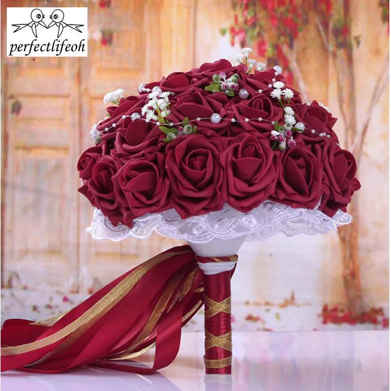 Свадебный букет perfectlifeoh цветы ручной работы декоративные искусственные розы - Фото №1