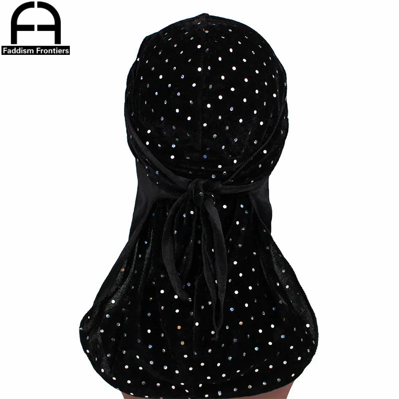Модные для мужчин блестящие бархатные Durags банданы головная повязка в виде чалмы