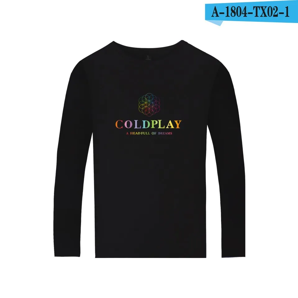 Топ-группа coldplay Britpop альтернатива рок хлопковая футболка с длинным рукавом мужская женская одежда в стиле хип-хоп - Цвет: Black
