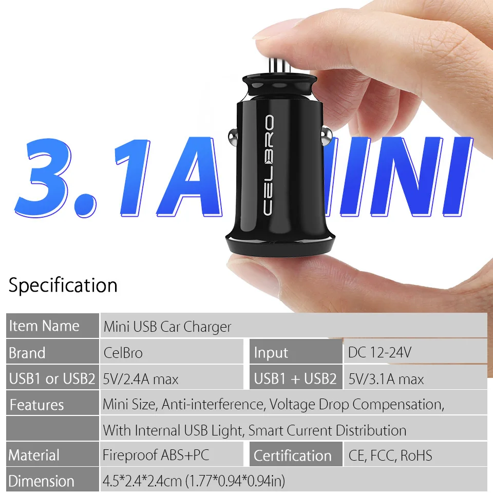 Обновление Mini USB Автомобильное зарядное устройство 15 Вт автомобильное для