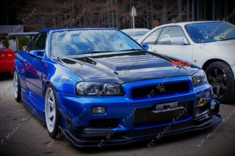

Car Accessories FRP Fiber Glass AS Style Front Bumper Lip Fit For 1999-2002 R34 GTR Front Diffuser with Undertray