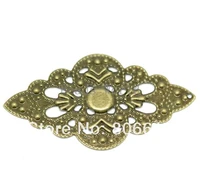 best quality 50 pcs bronze tone filigree rhombus wraps connector embellishments jewelry findings 62x30mmw03513