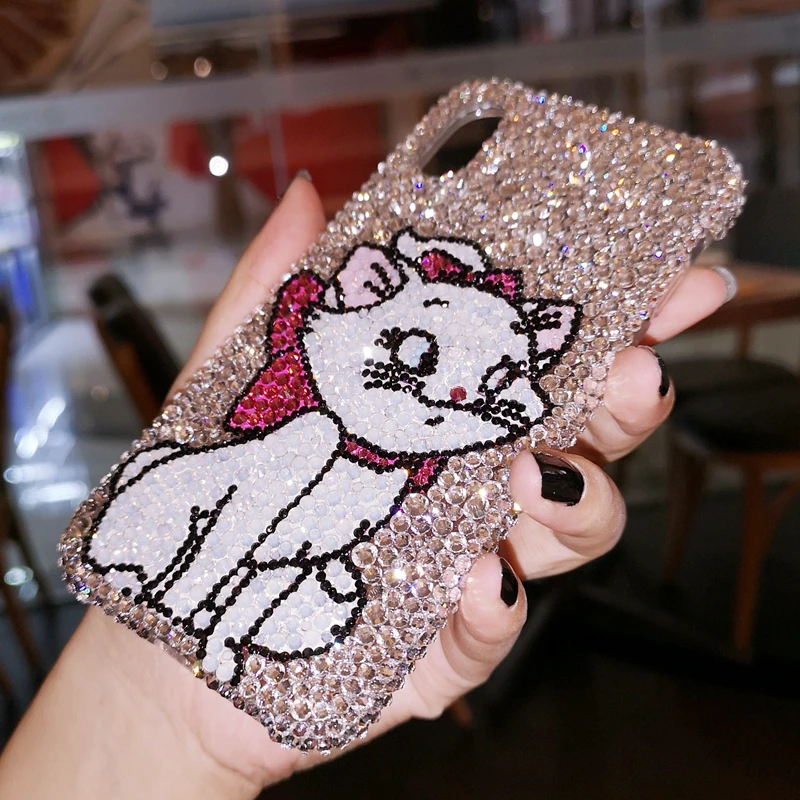 Для iphone XS Max роскошный Зонт кошка Мэри Bling Хрустальная крышка с бриллиантами для XR