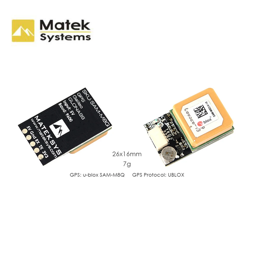 Оригинальный Matek Systems SAM M8Q GPS модуль Поддержка ГЛОНАСС Галилео QZSS SBAS для