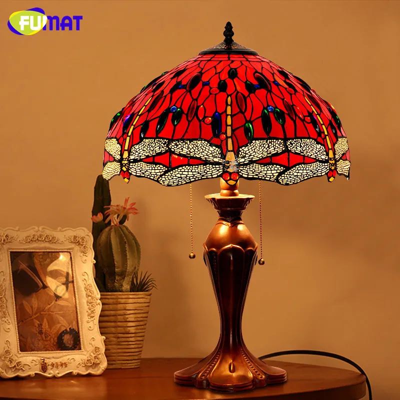 Фумат стеклянная художественная настольная лампа Античный Декор Красная