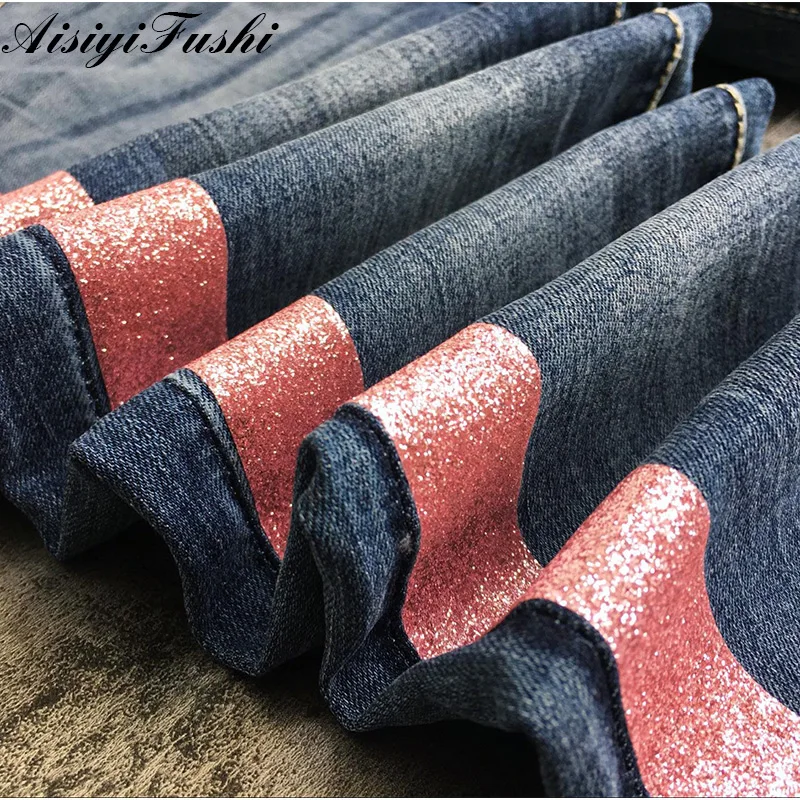 Women Skinny Jeans With Stripes Trousers Female Denim For Woman Plus Size Push Up Ladies Pencil Pants | Женская одежда