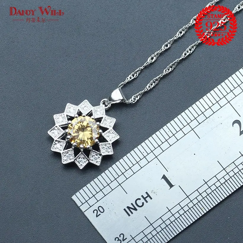 Champagne Zircon Bridal 925 Sterling Silver Jewelry Sets Earrings For Women Wedding Necklaces &amp Pendants Rings Bracelet | Украшения и