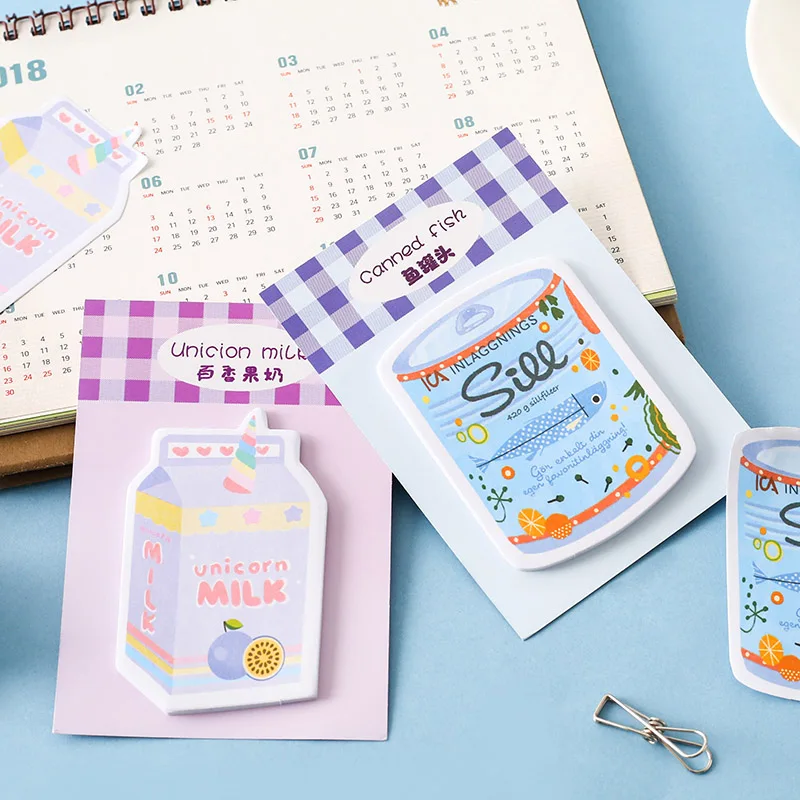 Милые блокноты для закусок клейкие заметки Kawaii молочный картон Липкие детей