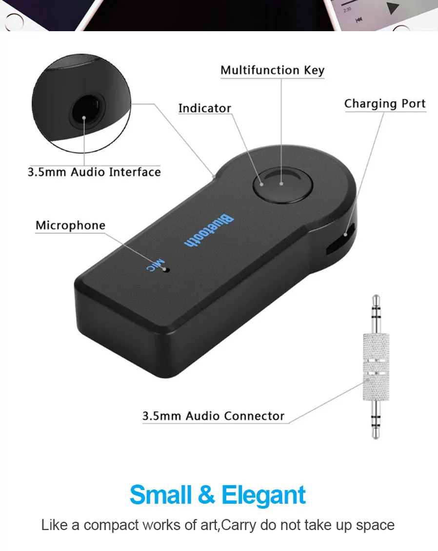 3,5 мм разъем автомобильный AUX Bluetooth приемник без рук микрофон Вызов Bluetooth адаптер 4,0 автомобильный беспроводной передатчик Авто музыкальные приемники