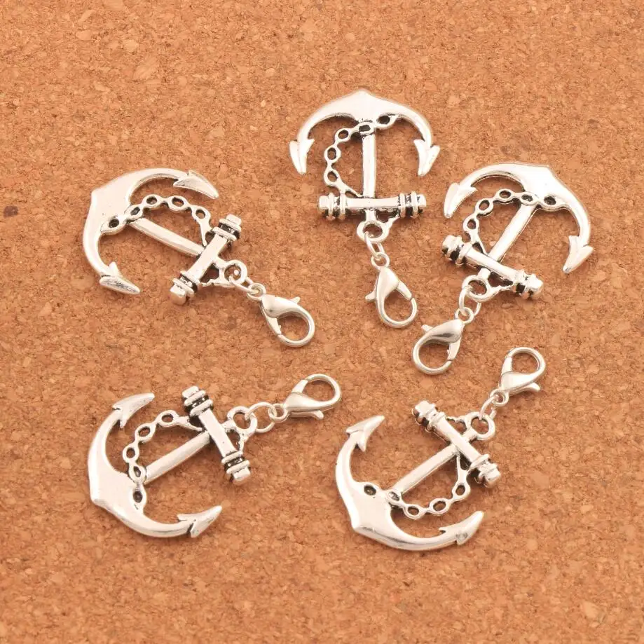

60pcs Big Imports Nautical Anchor Paracord Lobster Claw Clasp Charm Beads 24x41mm zinc alloy Jewelry DIY C003
