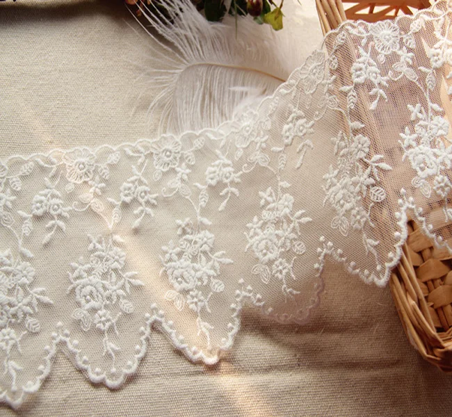 5 ярдов качество хлопок вышитые сетки кружева отделка ленты Великолепный Белый