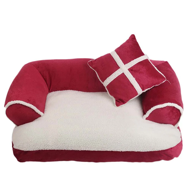 Rose Red Кровать для питомца собаки Диван согревающий дом для собаки Подушка теплая зимняя Мягкая ПП Хлопок Заполненный щенок домашняя кровать высокоэластичная маленькая собака домашнее гнездо коврик - Цвет: Rose Red