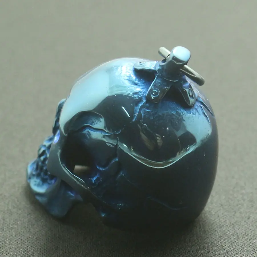 

Ghost Rider Boy 316L Stainless Steel Polishing Cool Gothic Blue Fashion Crack Skeleton Pendant