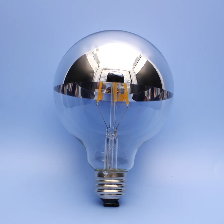 G95 4 W 8 W E26 E27 120 V 220 V Светодиодные лампы зеркало ПОЛОВИНА ХРОМ Глобус серебро 2700 K теплый свет Эдисон Ретро бестеневые лампы