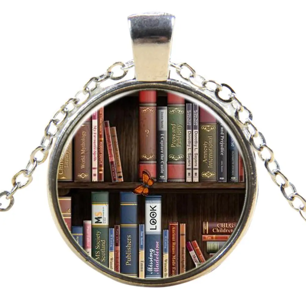 XY Fancy ретро-книга узор Круглый ожерелье с подвеской простое свитер цепи для