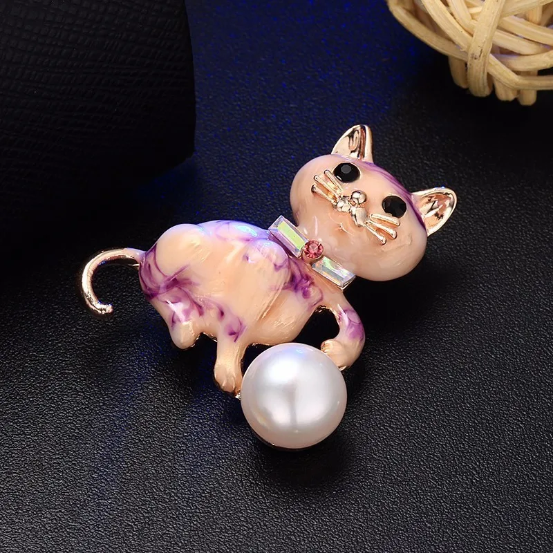 Hengsheng натуральным жемчуг брошь для Для женщин кошка Форма