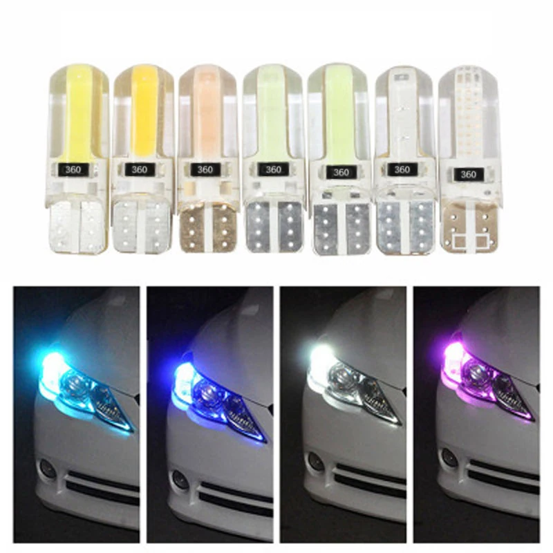 

100Pcs T10 Silicone COB Led Car bulb W5W 192 168 Clearance lamp Auto Wedge Side Light Parking License Plate bulb 12V Car Styling