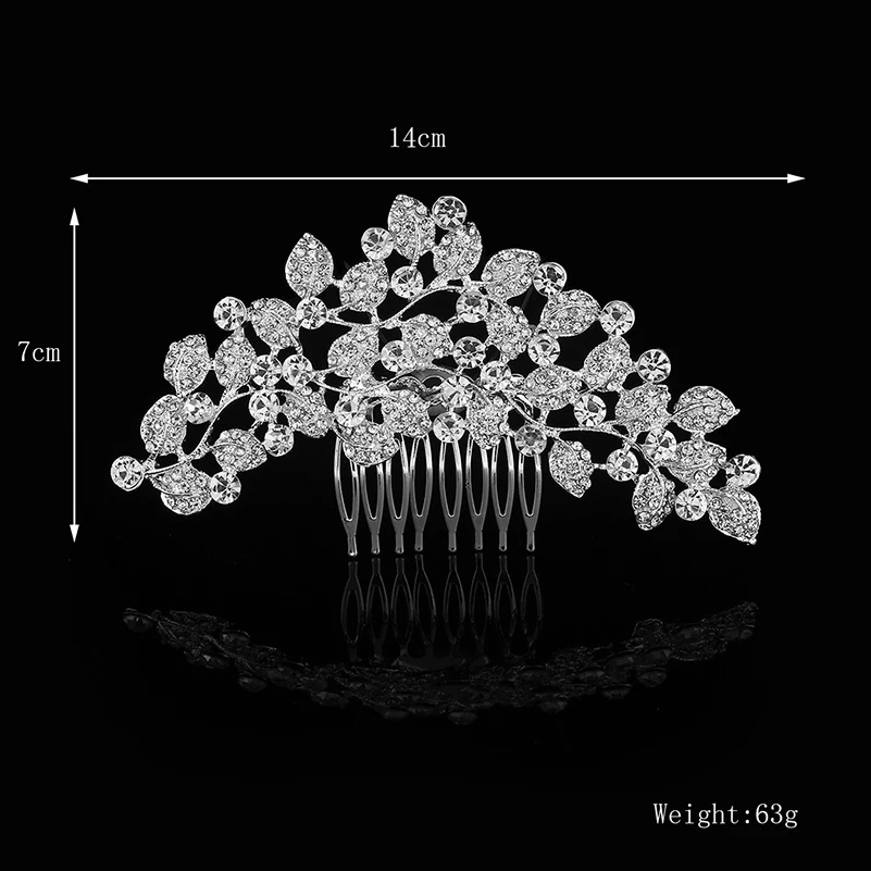 Yxph прозрачные кристаллы Свадебные Лист Свадебный гребень для волос со стразами