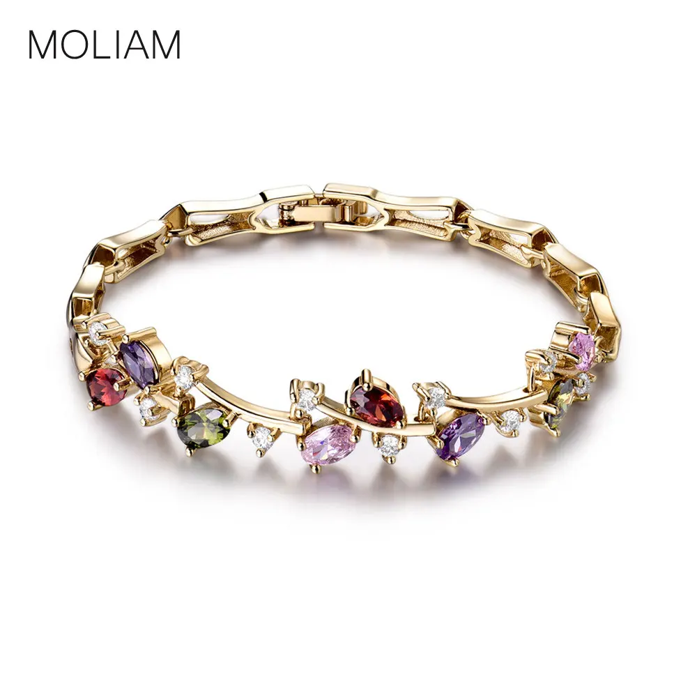 Женский браслет с цепочкой MOLIAM Овальный блестящий из фианита AAA MLL100|bracelets for|chain