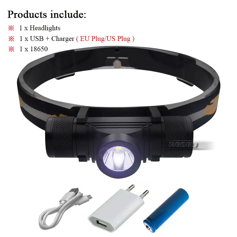 XML L2 мини фонарик налобный LED Cree налобный фонарь 18650 USB зарядка Водонепроницаемый фонарь фонарик на голову лоб светодиодные фонари 6 Режим фара налобный фонарь на аккумуляторах - Испускаемый цвет: Package B1