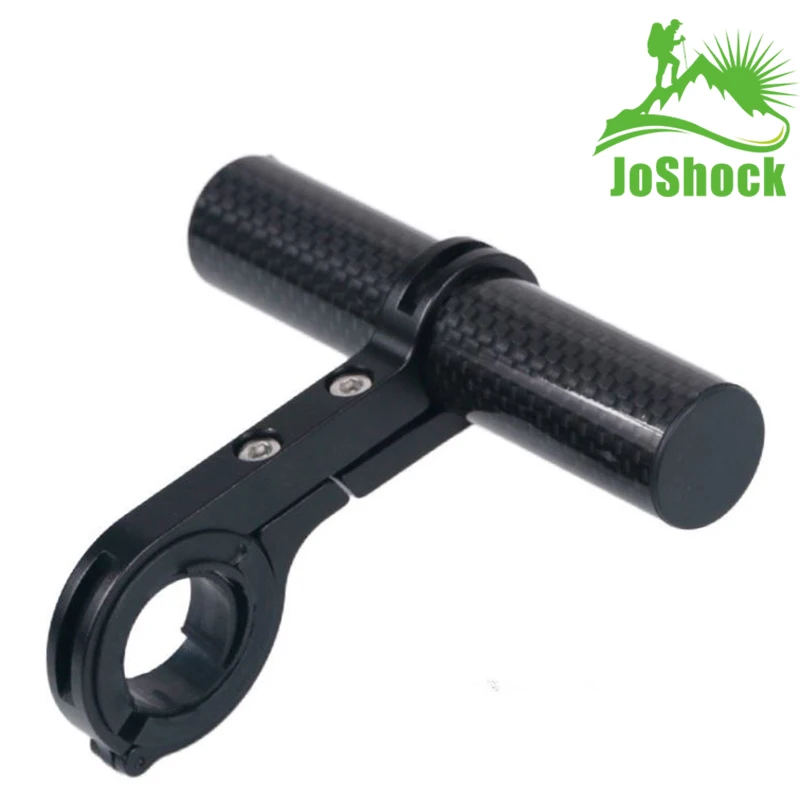 JoShock велосипедный руль расширенный 20 см кронштейн велосипедный держатель фары фонарь лампа Поддержка Алюминиевый сплав волокно стенд - Цвет: Carbon Black Single