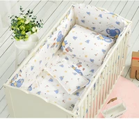 7PCS full Set Newborn Cot Bed Linen,100% Cotton Baby Crib Bedding Set Baby Duvet Pillow ,(4bumper+sheet+duvet +pillow)