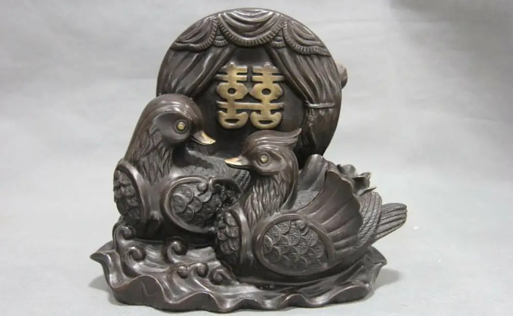 8 элегантные китайские медные бронзовые фэн шуй Свадебные Duad мандарин Утка Птица