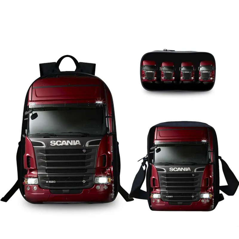 3 шт./компл. модные Scania мультфильм 3D рюкзак для девочек-подростков с грузовиком для мальчиков и девочек Лидер продаж школьная сумка рюкзак для ноутбука