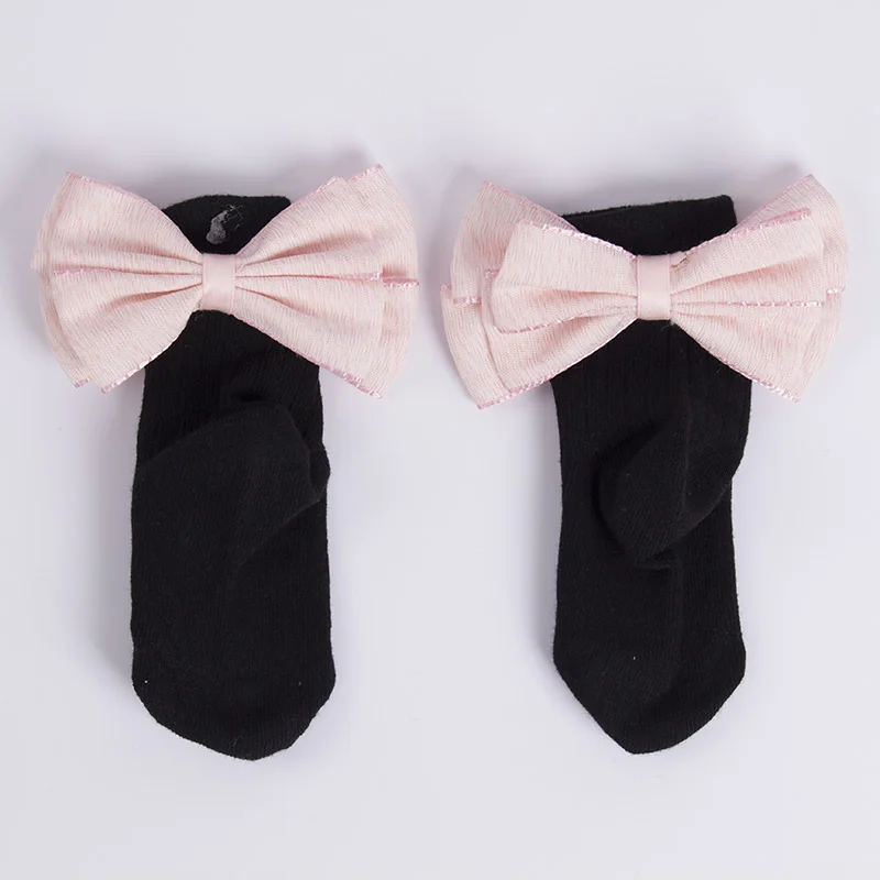 Black Pink Bow Новые детские носки для девочек, носки с бантиками для младенцев, хлопковые носки до лодыжки, носки для маленьких девочек, носки принцессы - Цвет: Black Pink Bow