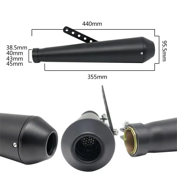 1pcs left black Alconstar-39-46 мм Мотоцикл Мотокросс кафе гонщик глушитель выхлоп Ретро вертикальный задний глушитель давление для Harley выхлоп - Цвет: 1pcs left black