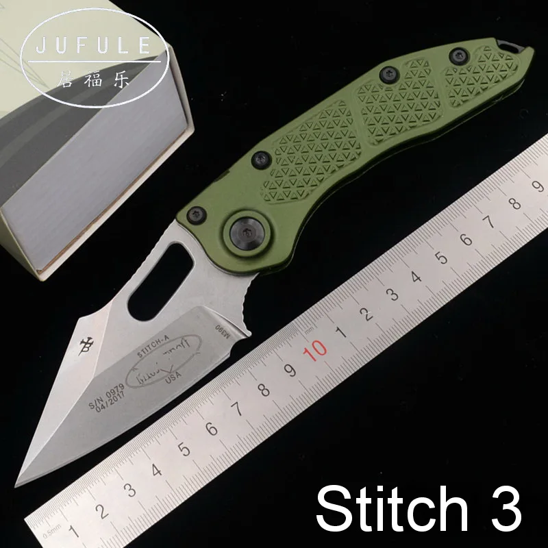 Stitch 3 JUFULE, новинка, OEM, страз, складное лезвие M390, алюминиевая ручка, для улицы, снаряжение, тактический, для кемпинга, охоты, инструмент для повседневного использования, кухонный нож - Цвет: Stitch 3
