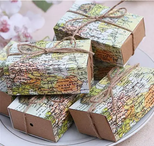 

10pcs Casamento World Map Wedding Favors Boxes Wedding Candy Box Around the World Birthday Gifts Event Party Decoration Supplies