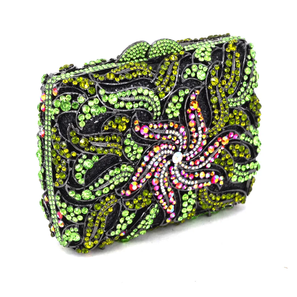 Роскошная модная зеленая обувь с украшением в виде кристаллов вечерняя сумочка