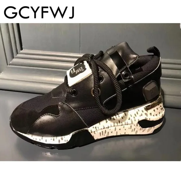 black GCYFWJ/Лидер продаж; Разноцветные леопардовые сетчатые кроссовки; обувь из натуральной кожи на шнуровке; Всесезонная женская обувь; обувь для бега; Новинка - Цвет: black