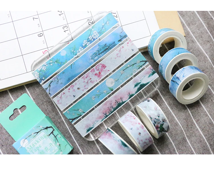 1,5 см* 7 м DIY Винтаж Ретро китайский стиль маскировки васи клейкие ленты прекрасный декоративные для украшения дома студент