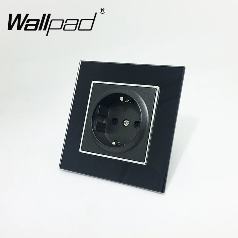 EU socket 1 местный промежуточный светильник переключатель Wallpad 110-250V черный Стекло ЕС Европейский 1 Gang 3 Way Управление переключатель с Зажим для крепления - Цвет: EU socket