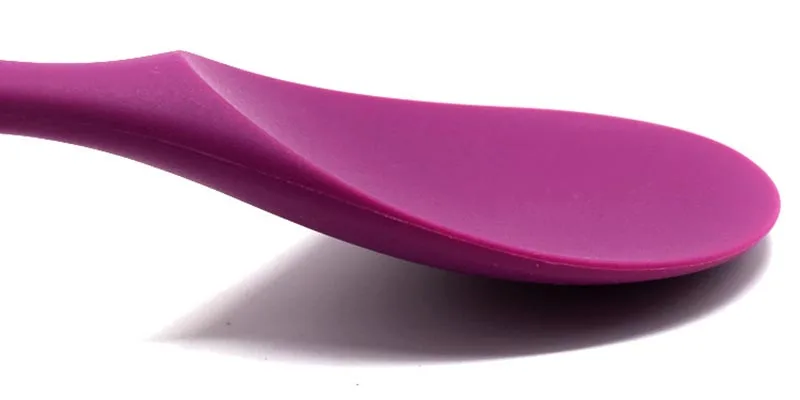 Food Grade Silicone Long-handled Rice Soup Spoon Kitchen Silicone Spoon Flatware Utensils Accessories Solid Color Kids Spoon