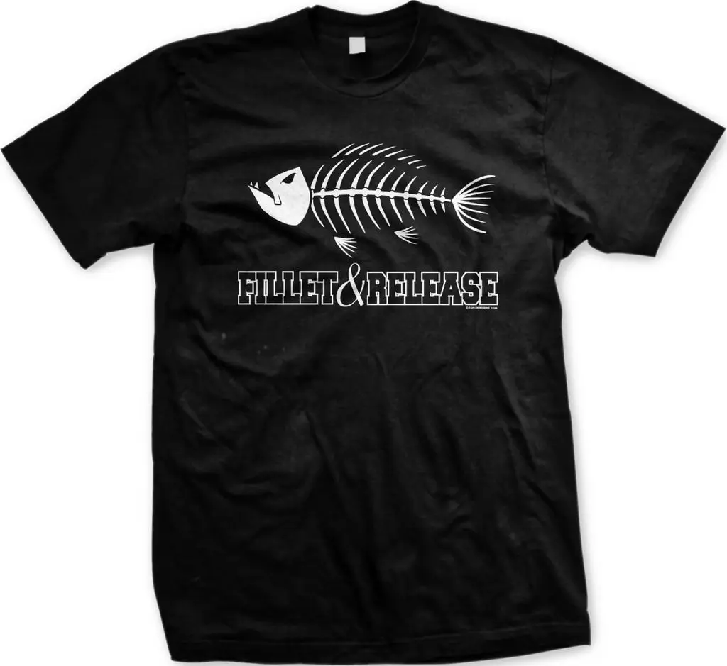 Fillet & Release Спортивная Мужская футболка для рыбалки на открытом воздухе с басами