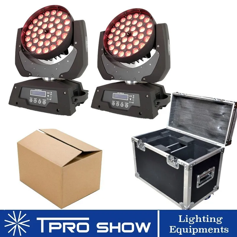 2 шт. зум светодиодный Moving Head Wash 36x10 Вт RGBW 4в1 сценический эффект освещения Lyre Мобильная головка Dmx управление