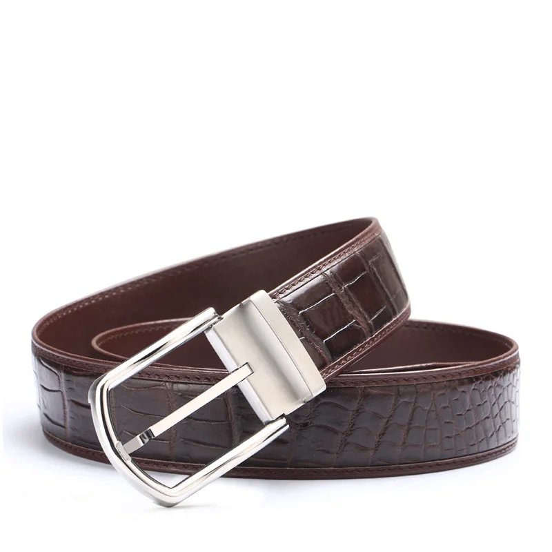 Silver Brown belt Ремень мужской McParko Роскошный пояс из крокодиловой кожи ремень из натуральной кожи мужской деловой ремень на талию для костюма Брюки Модный из нержавеющей стали Пряжка элегантный дизайн - Цвет: Silver Brown belt