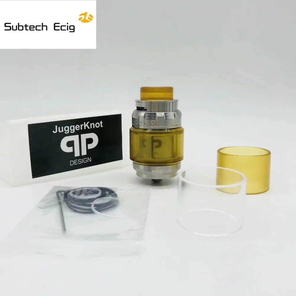 

New QP Juggerknot RTA Jugger Knot Replaceable Tank Atomizers Top Airflow To Coil Design Postless Deck Pull Up Top Fill Vape tank