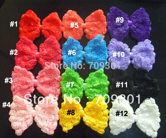 4 5 &quotБольшая шифоновая повязка на голову с бантом розочками для девочек 24 шт./лот