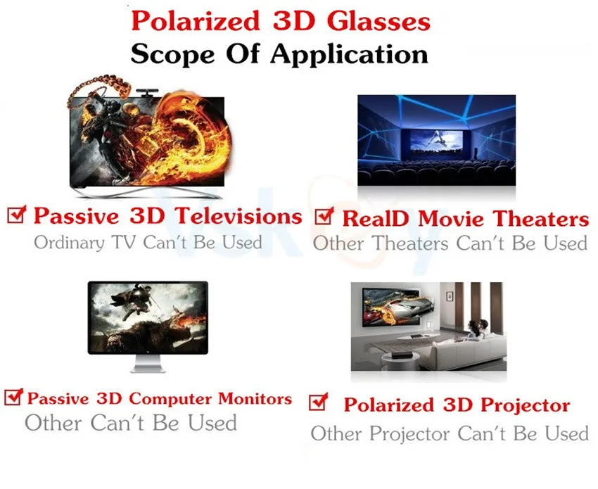 Семейный комплект пассивных поляризованных 3D очков для 3d тв от SONY LG Vizio Toshiba и
