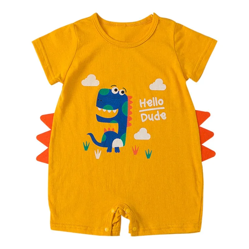 

Hot sale 2019 Infant Baby Cartoon Animal Print Short Sleeve Cute Rompers Kids Girls Boys Jumpsuit